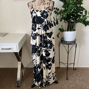 Old Navy Maxi dress XS black and Cream floral ruffle dress